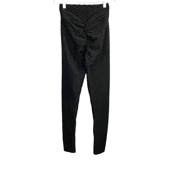 Shine By Adorn High Waisted Textured Scrunch Booty Lift Legging- Black Size S - Picture 2 of 8